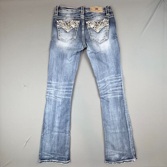 Miss Me Embroidered Pocket Bootcut Jeans 27 Mid Rise Denim Western Bling - Picture 4 of 10